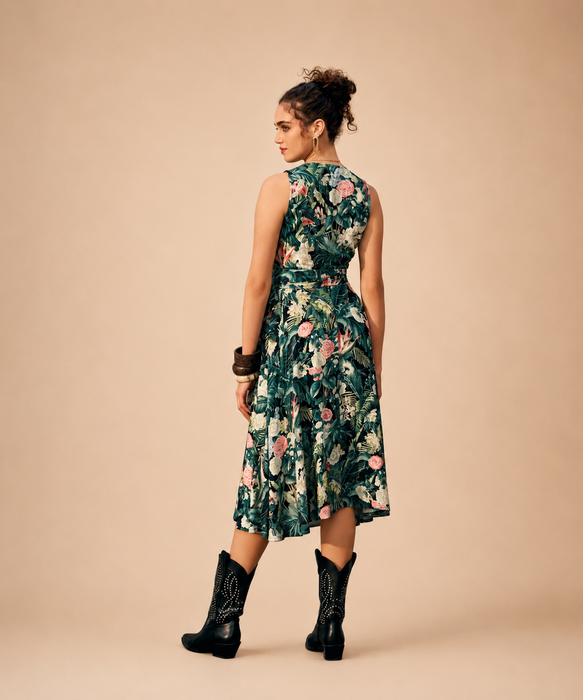 Floral Printed Wrap around Midi Dress